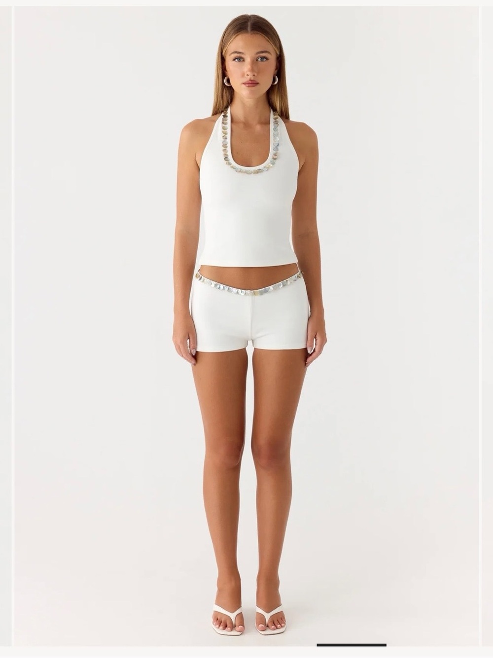 Peppermayo White Seamless Boyshorts with Shell-Trim Waist - Picture 3 of 3
